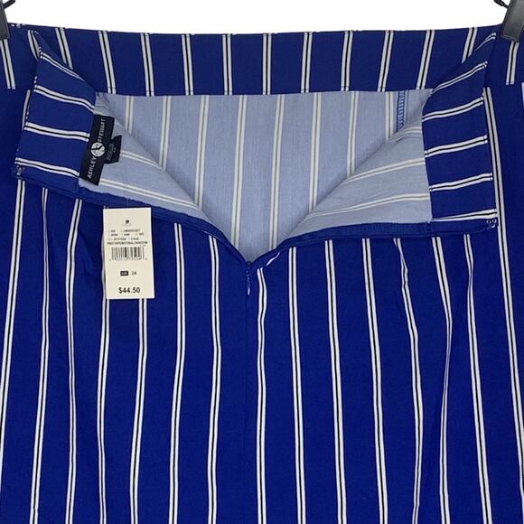 Ashley Steward NWT Skirt Vertical Strapped Blue and White Front Pockets Size 24 - Picture 4 of 8